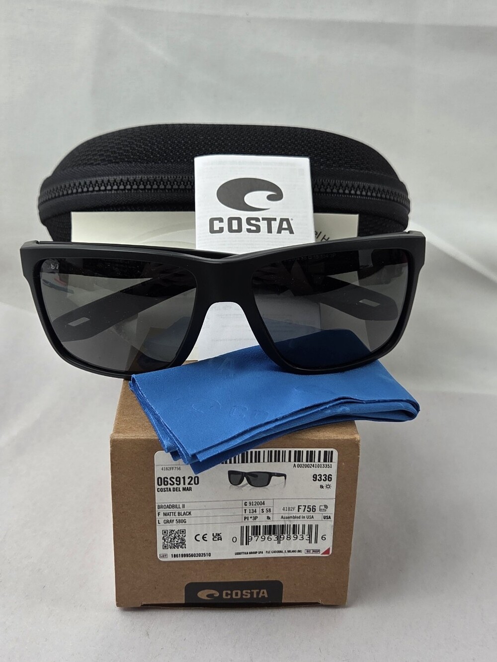 Costa Sunglasses Broadbill II 06S9120 912004 Matte Black with Grey Mirror 580G
